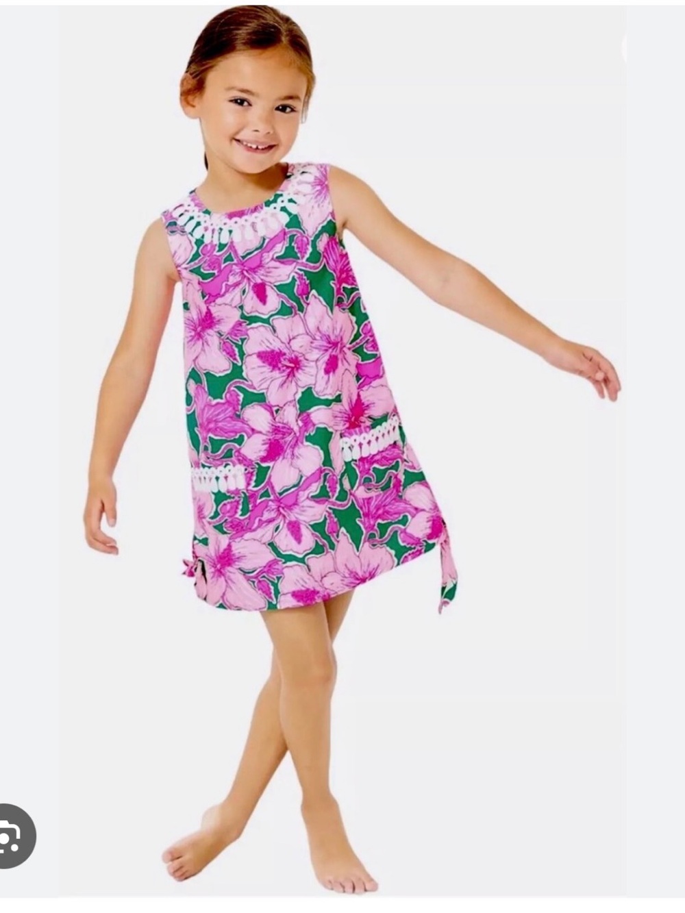 Lilly Pulitzer Girls Little Lilly Classic Cotton Shift Hibiss Kiss Size 3 EUC